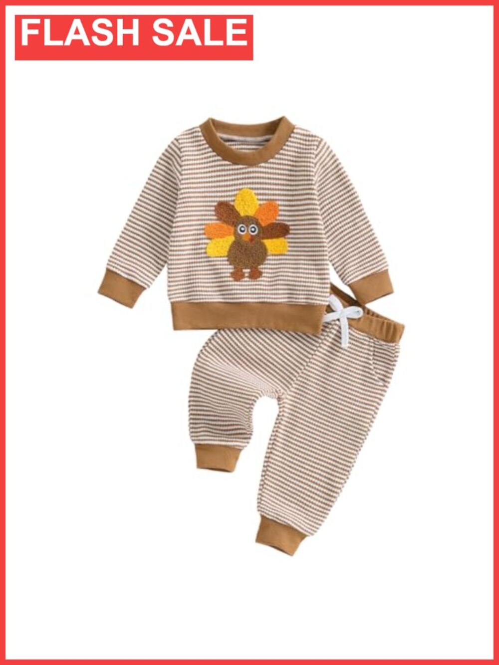 Toddler Boys 2-Piece Thanksgiving Outfit Pumpkin Sweatshirt Pants Set